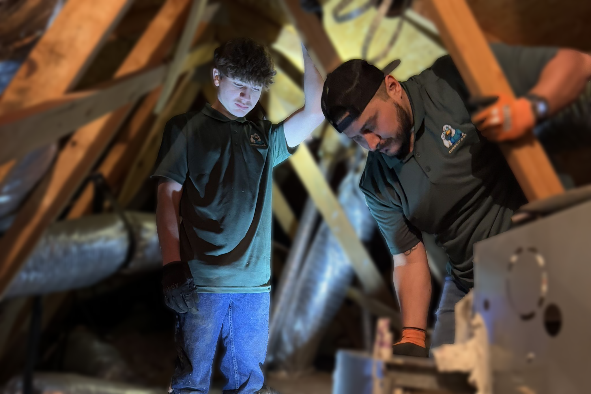 Direct Air technician installing a heat pump at an Oklahoma City home.