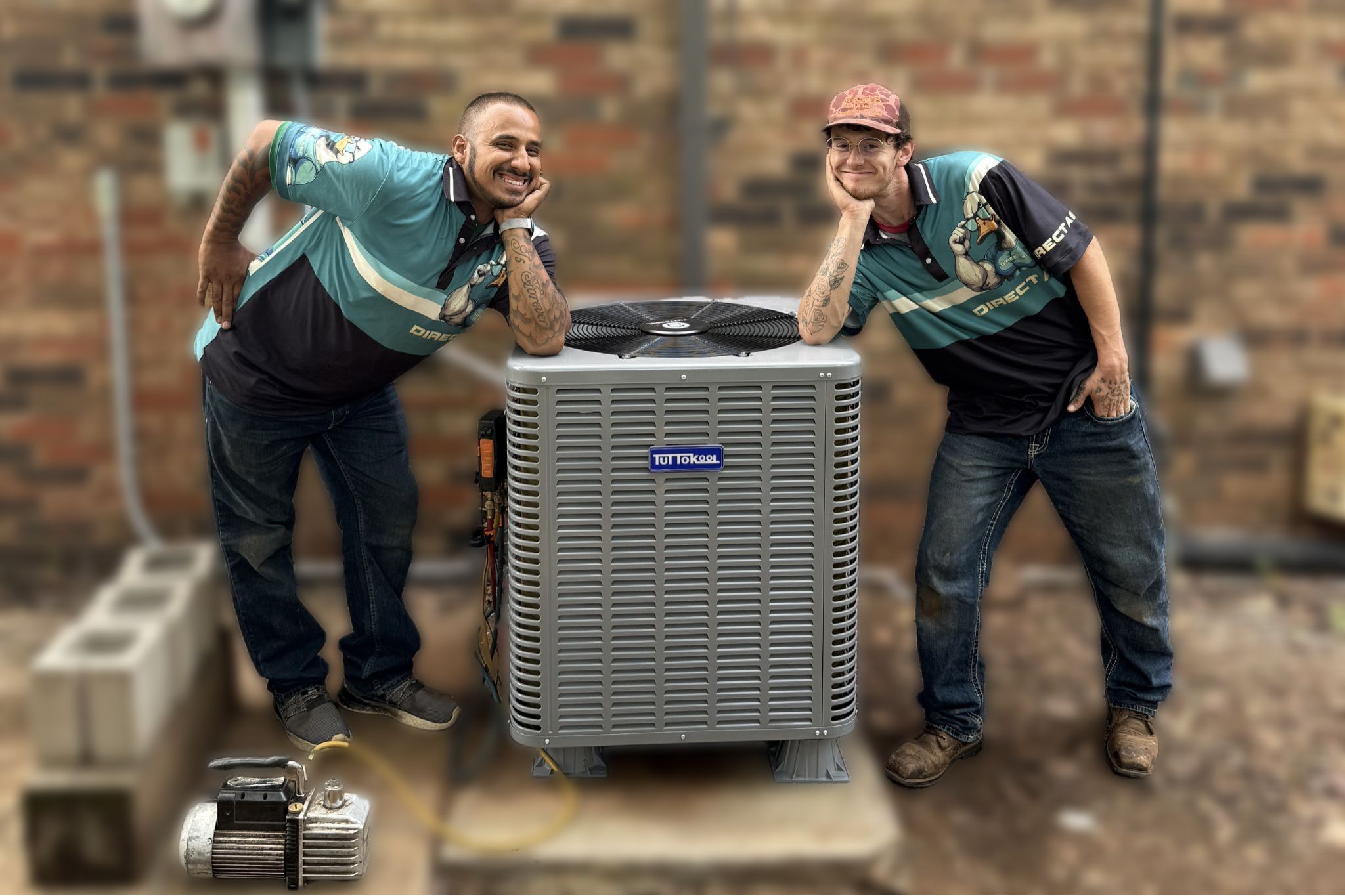 Direct Air technician performing an AC tune-up in Oklahoma City