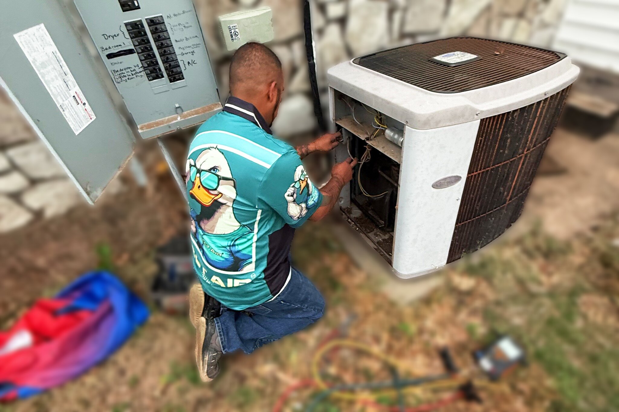 Direct Air technician checking a constantly running AC unit in Oklahoma City