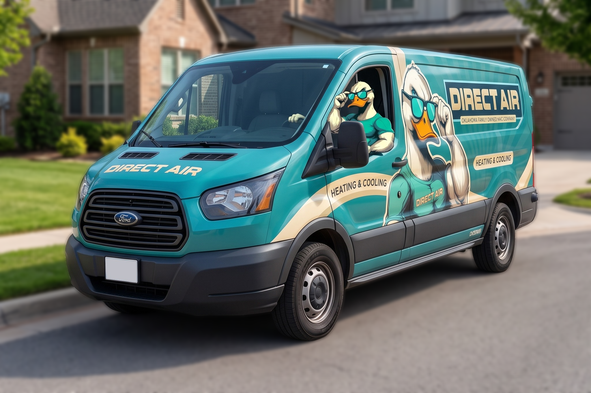 Direct Air technician arriving for emergency AC repair during an Oklahoma City heat wave.