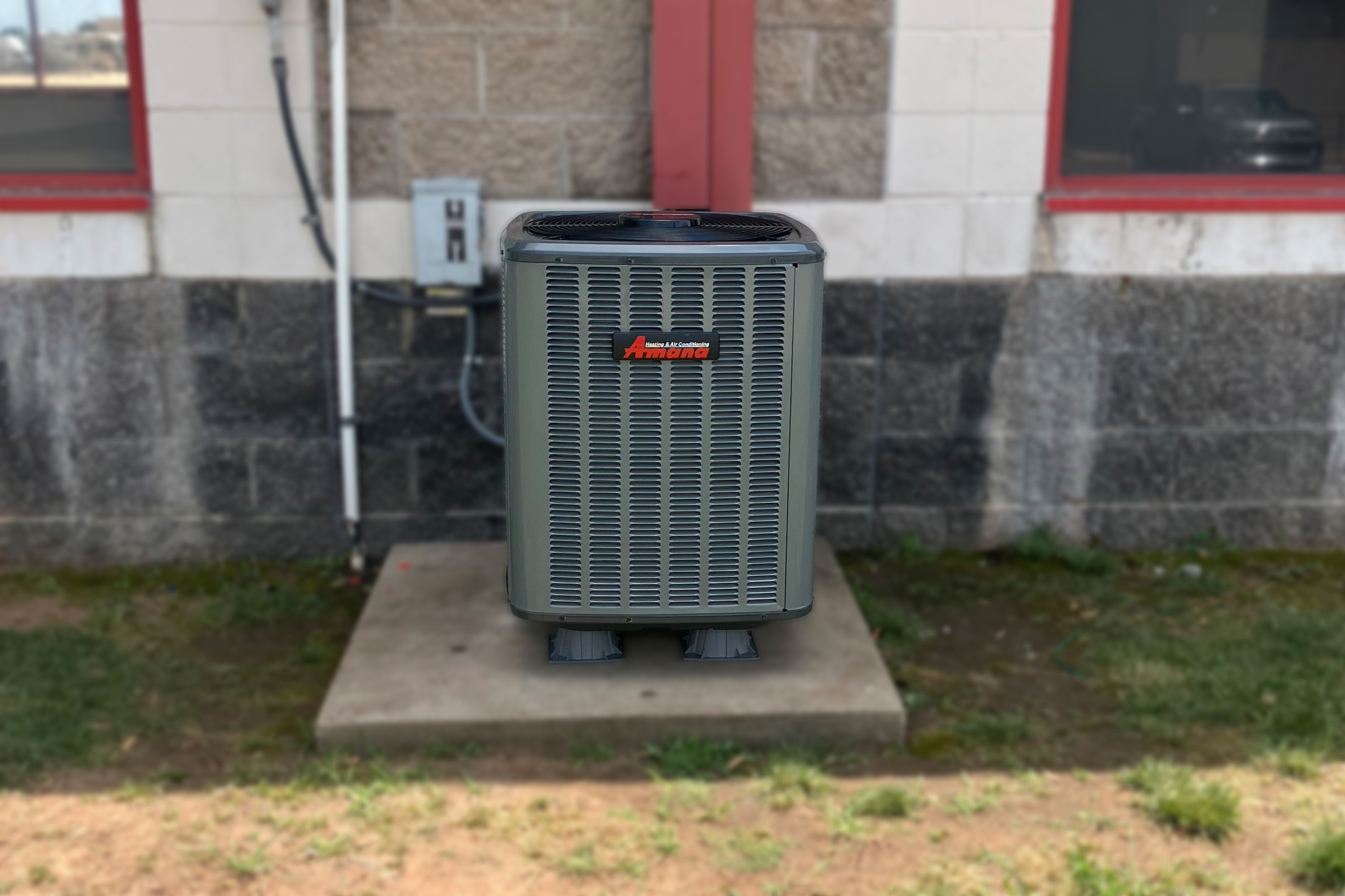 SEER2 efficiency rating label on a new residential AC unit in Oklahoma City