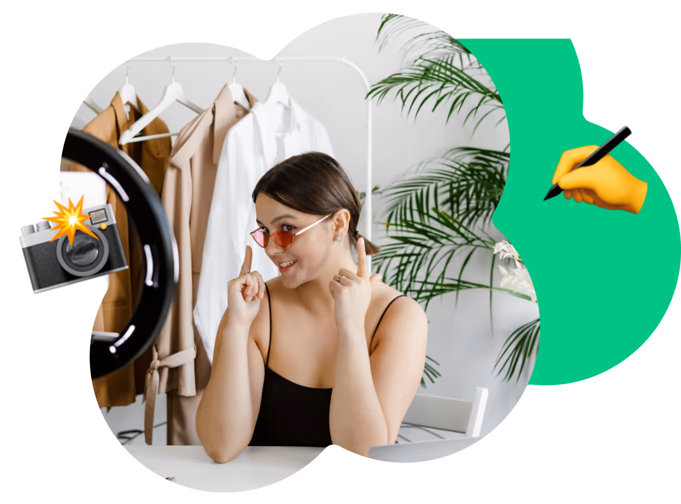 Fashion influencer creating content with ring light and camera setup, showcasing Kicksti's value for creators and brand collaborations.