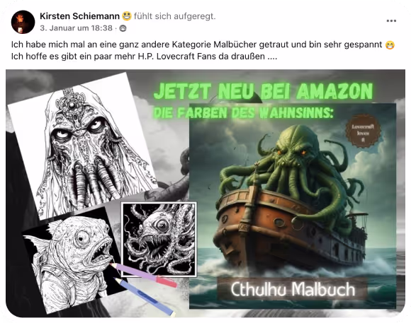Cthulhu Malbuch – Die Farben des Wahnsinns, Lovecraft Horror-Ausmalbilder für Erwachsene von Kirsten Schiemann