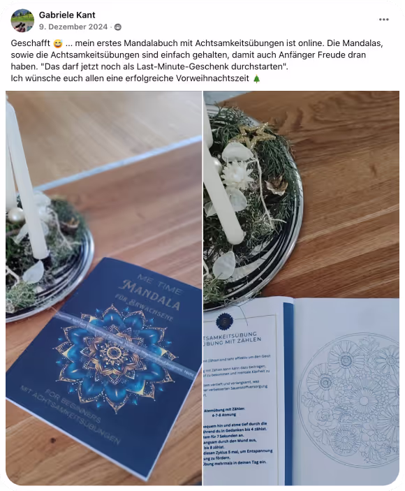 Me Time Mandalabuch für Erwachsene mit einfachen Achtsamkeitsübungen von Gabriele Kant als ideales Geschenk