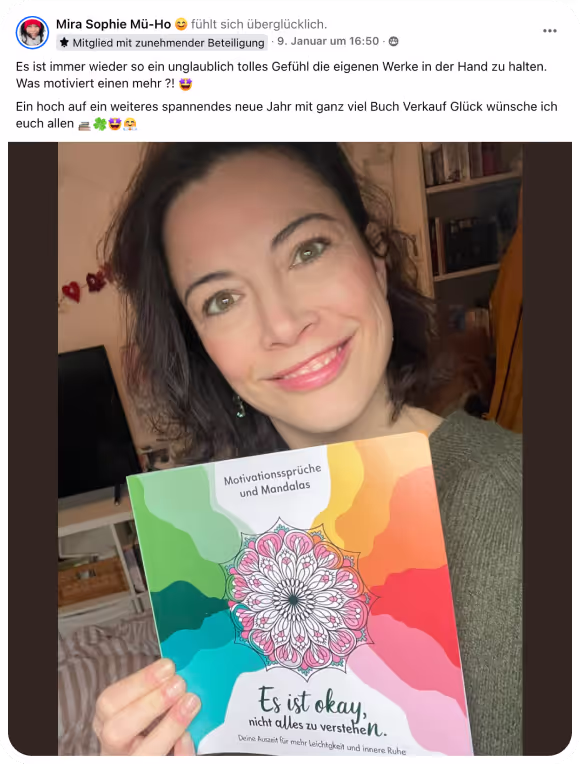 Autorin präsentiert Malbuch mit Mandalas und Motivationssprüchen für innere Ruhe und Leichtigkeit von Mira Sophie Mü-Ho