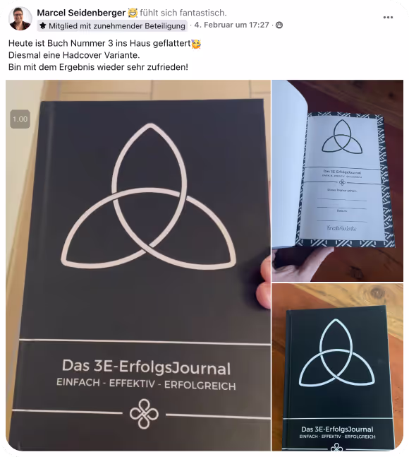 Das 3E-ErfolgsJournal – Hardcover Journal für mehr Erfolg, einfach und effektiv gestaltet von Marcel Seidenberger