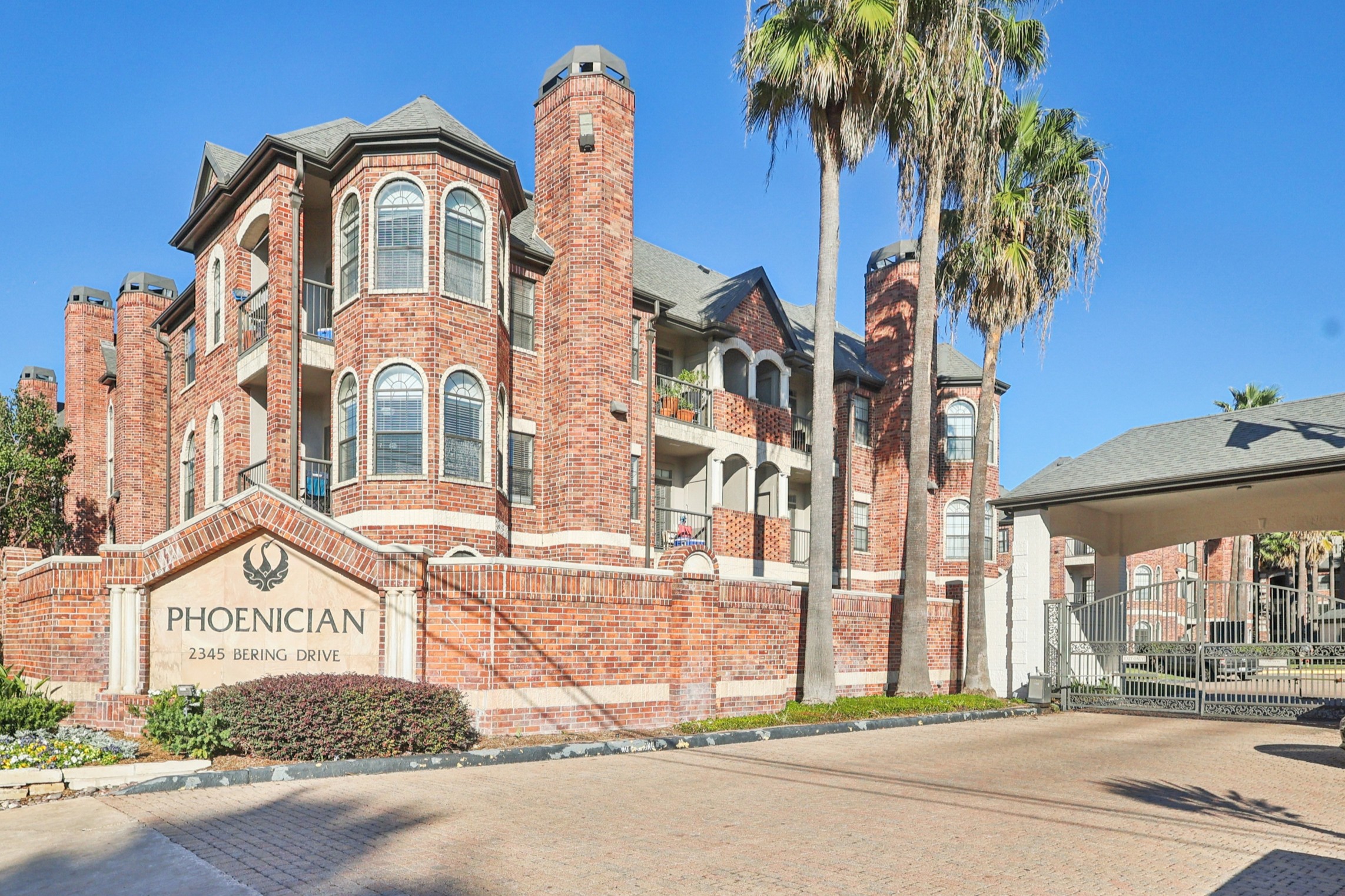 Entry and Monument Sign to The Phoenician Apartments in Houston, Texas