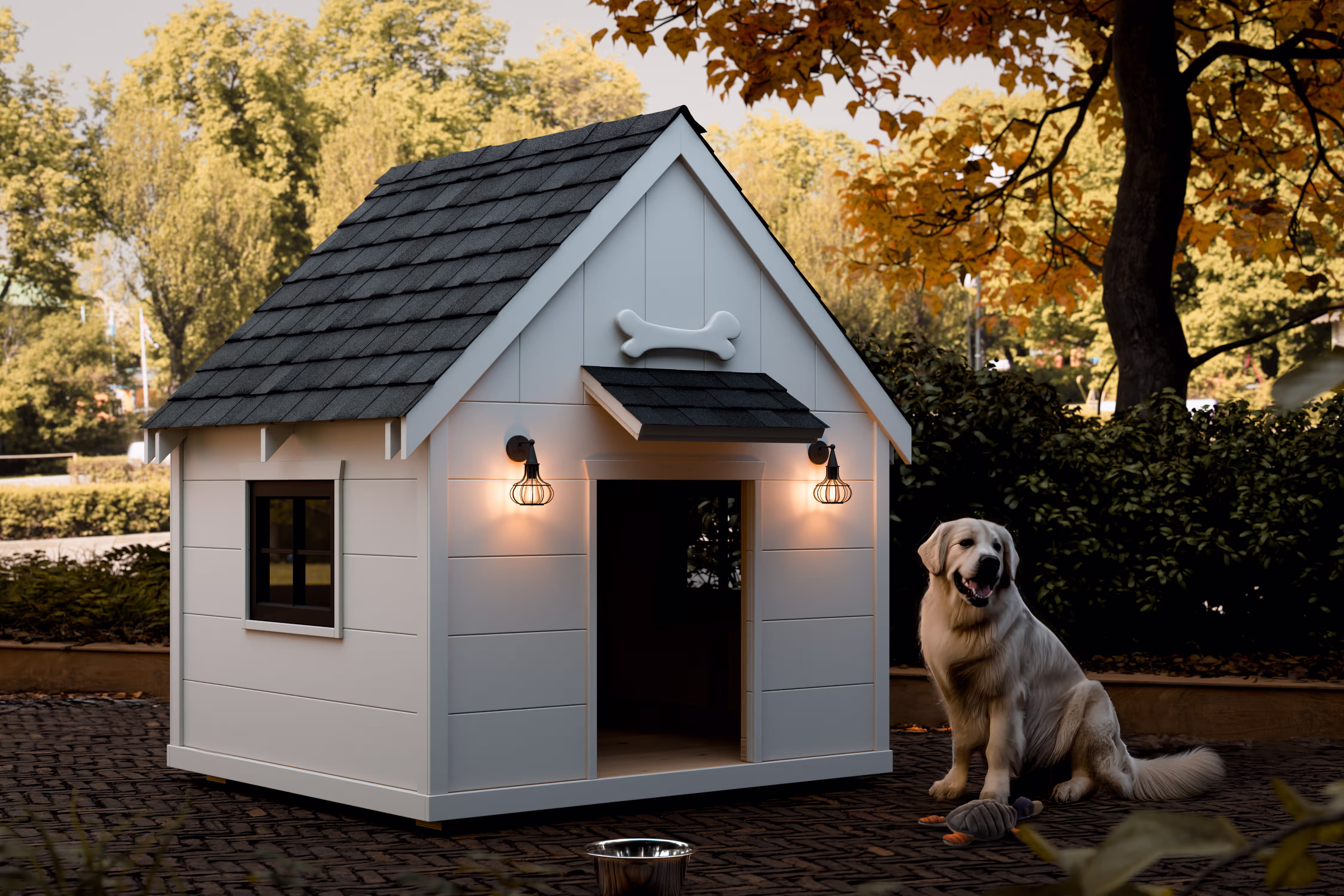 Outdoor Wooden Dog House UAE‚ Weather-resistant outdoor dog house for UAE climate. Custom sizes, solid Meranti, optional door. Protects pets year-round.