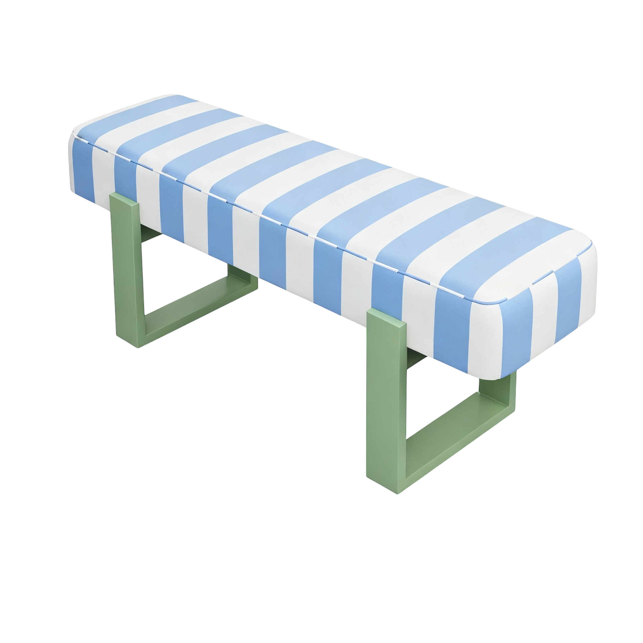 My Little Mansion Striped Bench, solid wood base with striped upholstery for Dubai homes, 140×50×40 cm. Shop now.