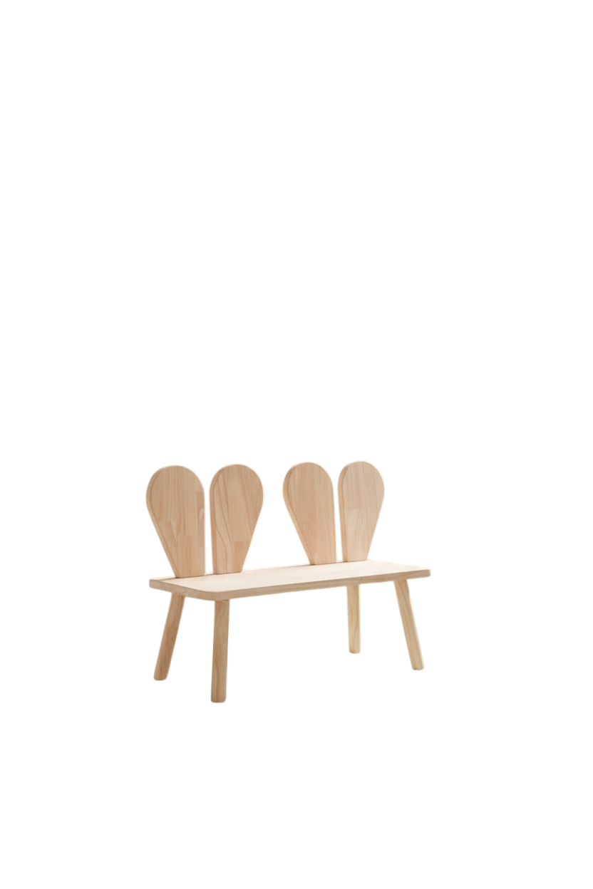 My Little Mansion BunBun Bench—solid natural wood kids bench for UAE homes; 63×44 cm, color options and Dubai delivery. Shop now.