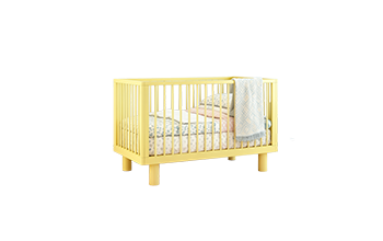 My Little Mansion Mellow Crib in solid wood for UAE nurseries, 136×76.5×86 cm with colour options. Calm modern design. Shop now.