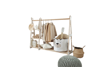 My Little Mansion Tiny Rack—solid wood kids clothing rack, 104.6×80 cm with Dubai delivery and custom sizes. Shop now.