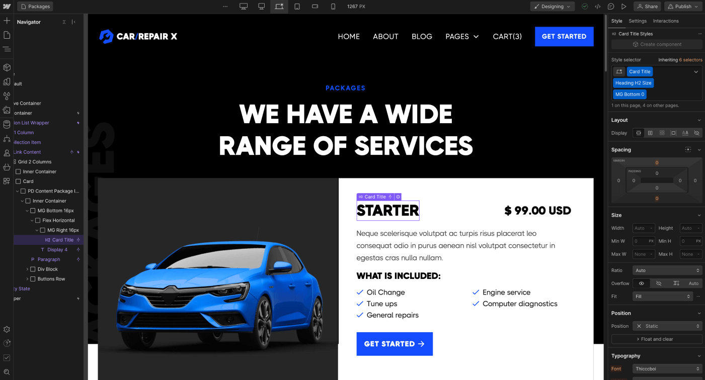 eCommerce Content - Carrepair X Webflow Template