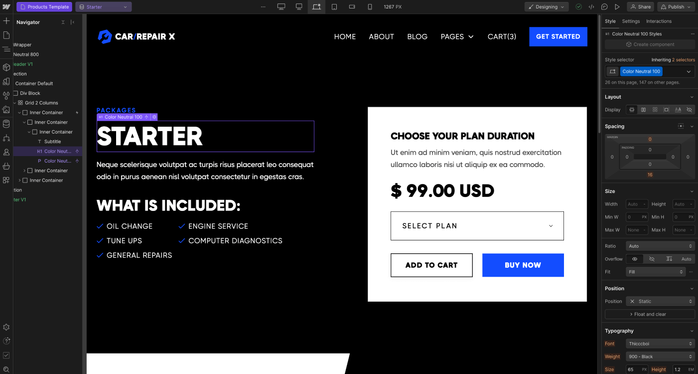 eCommerce Page - Carrepair X Webflow Template