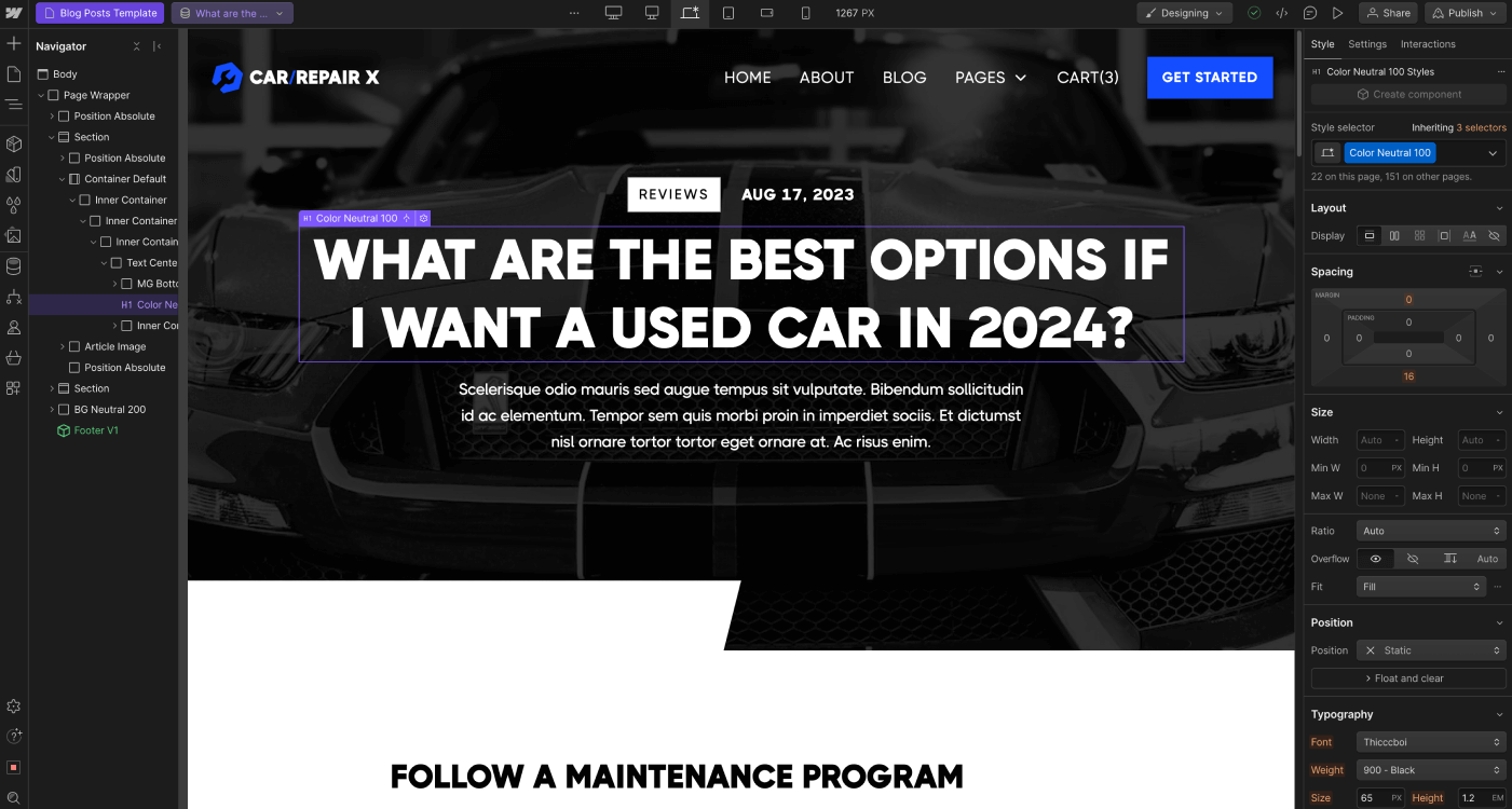 CMS Page - Carrepair X Webflow Template