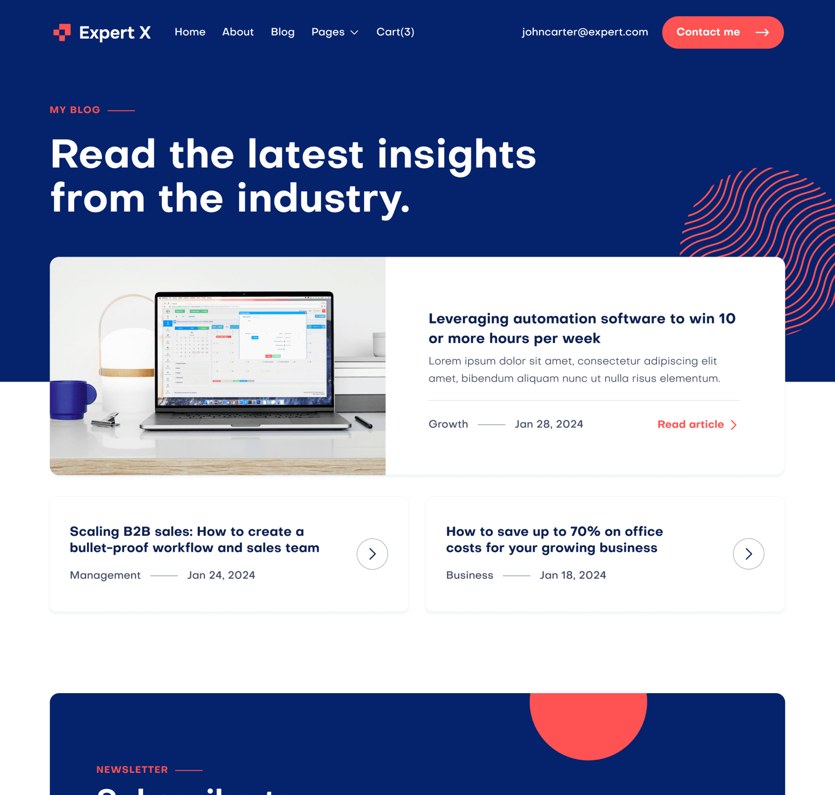 Expert X - Blog V1 Top Page - Business Coach Webflow Template