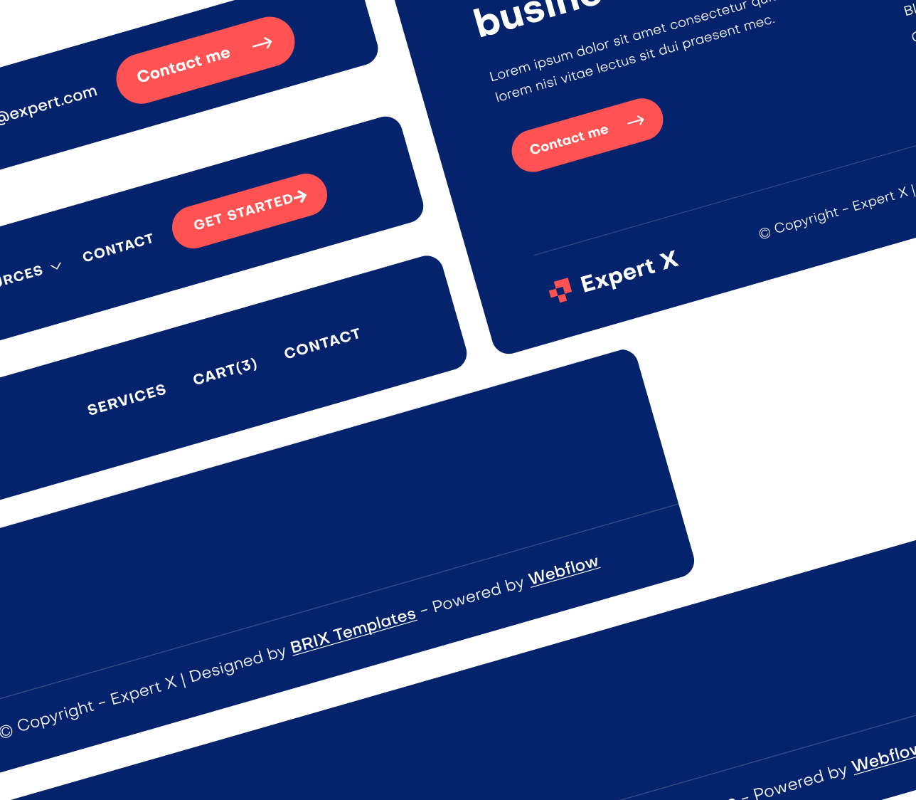 Expert X - 3 Headers And Footers - Business Coach Webflow Template