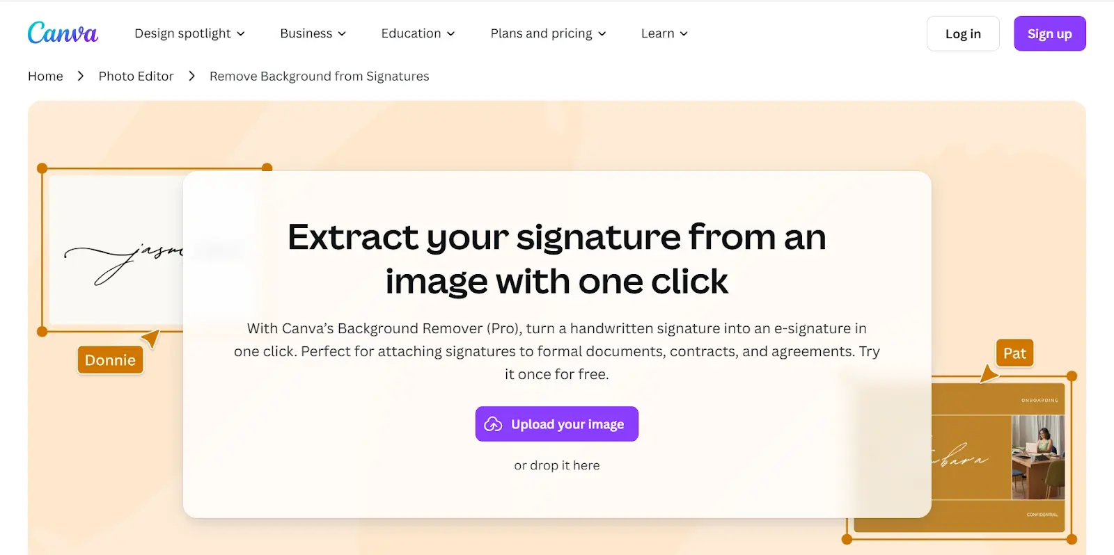 Remove Signature Background using canva