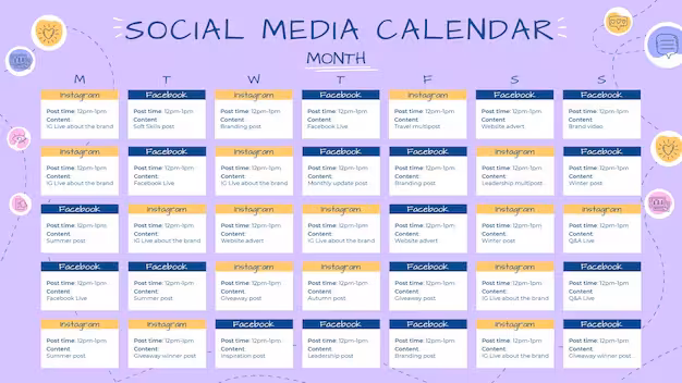 Social media content calendar