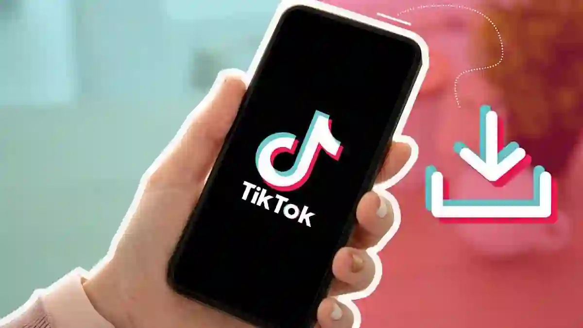 TikTok app logo on a smartphone screen with a download icon, representing TikTok video downloader tools