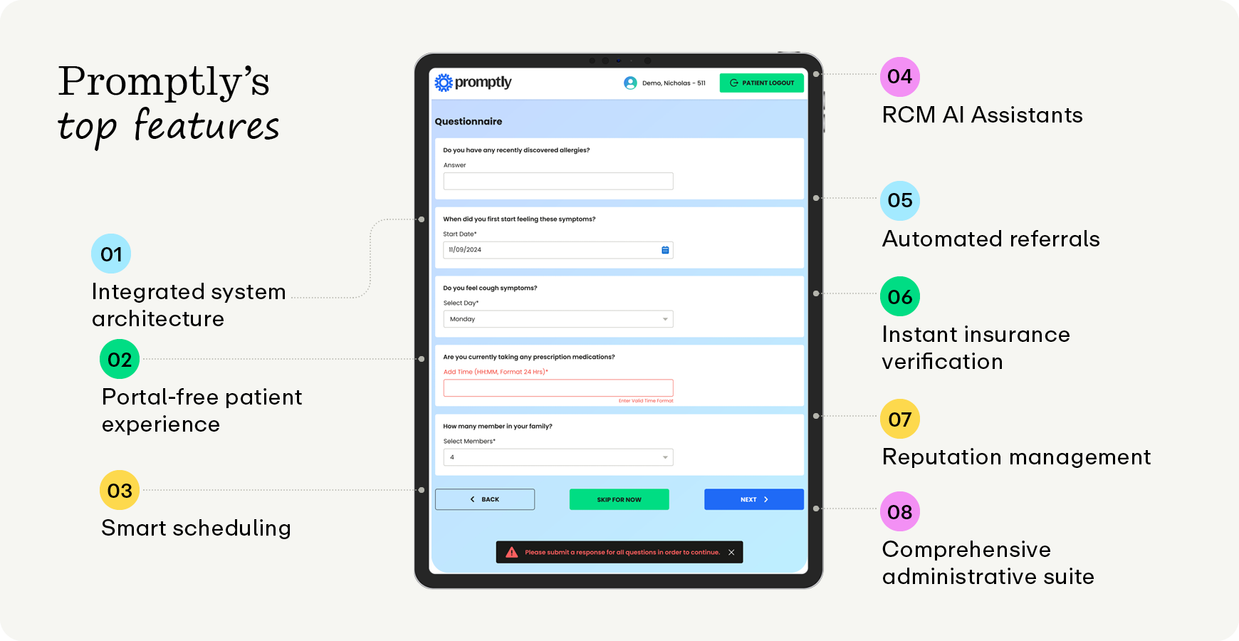 Promptly's top features (as explained below)