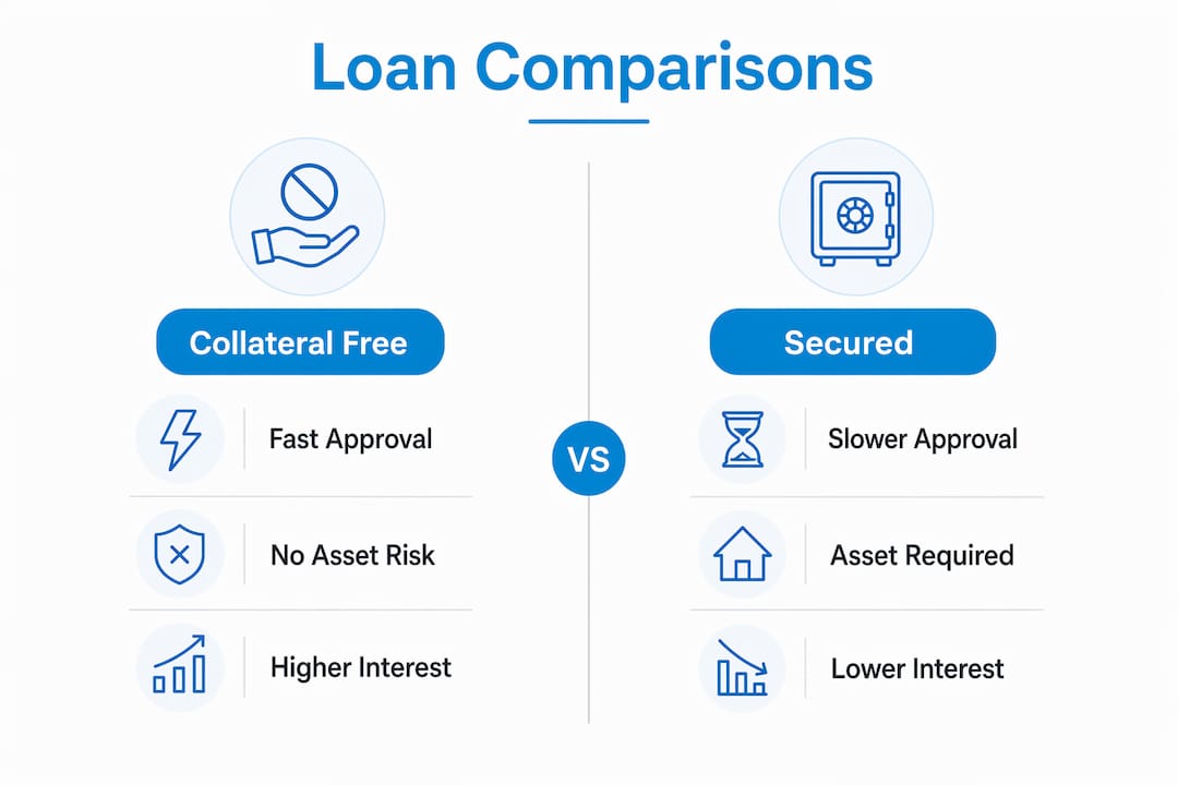 Infographic comparing collateral free and secured loans