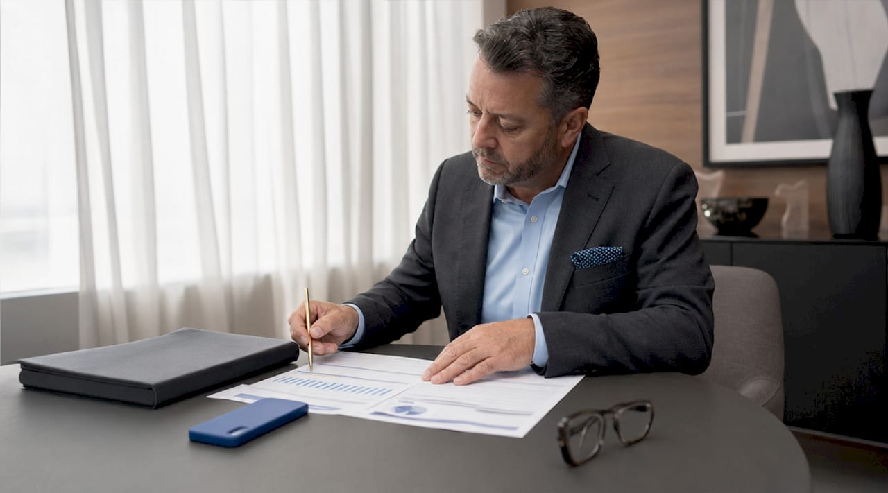 Hands reviewing SBA Express loan documents
