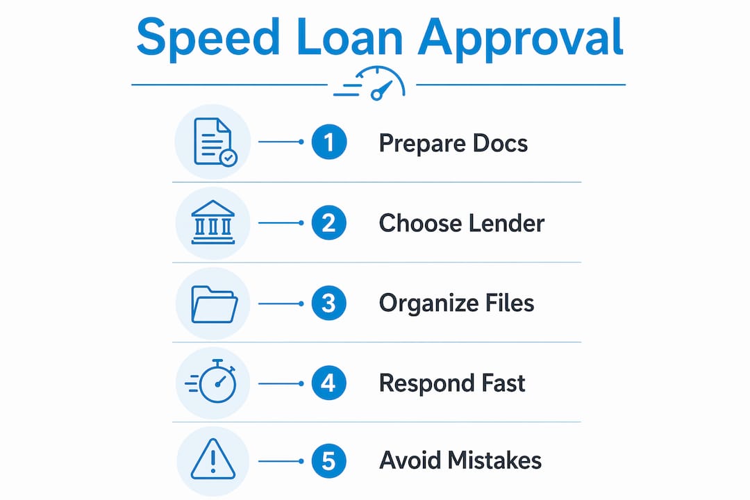 Infographic showing steps to speed loan approval
