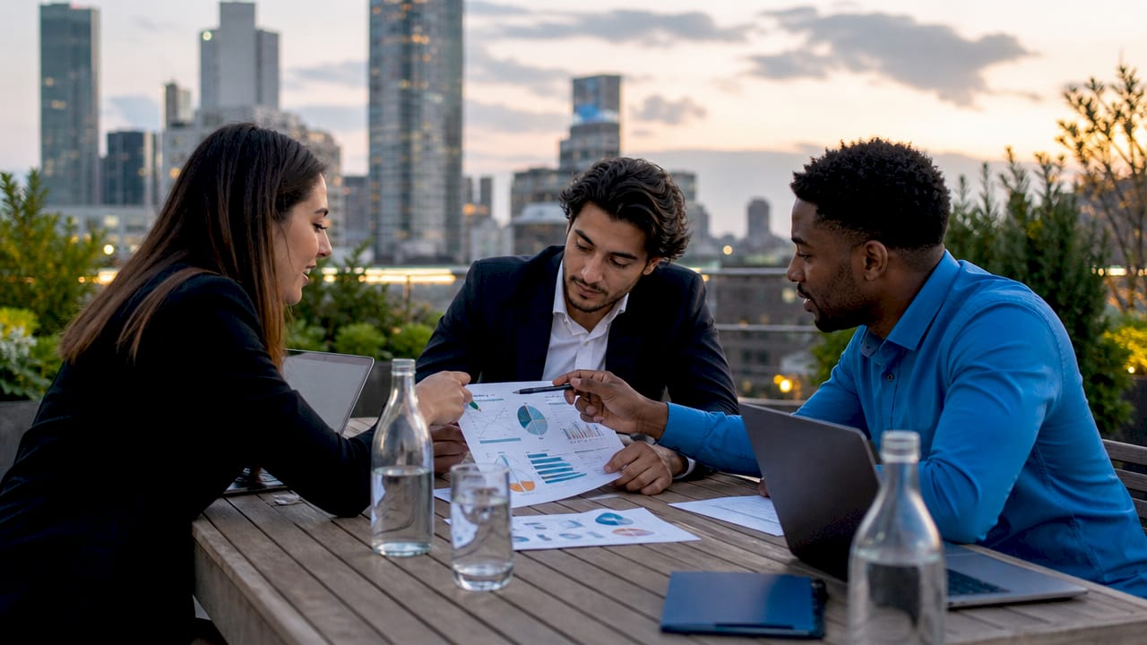 Marketing team discussing budget plans