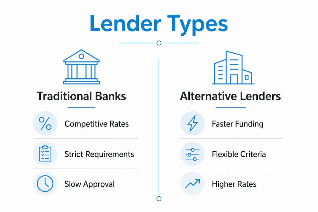 Infographic comparing lender types for small business loans