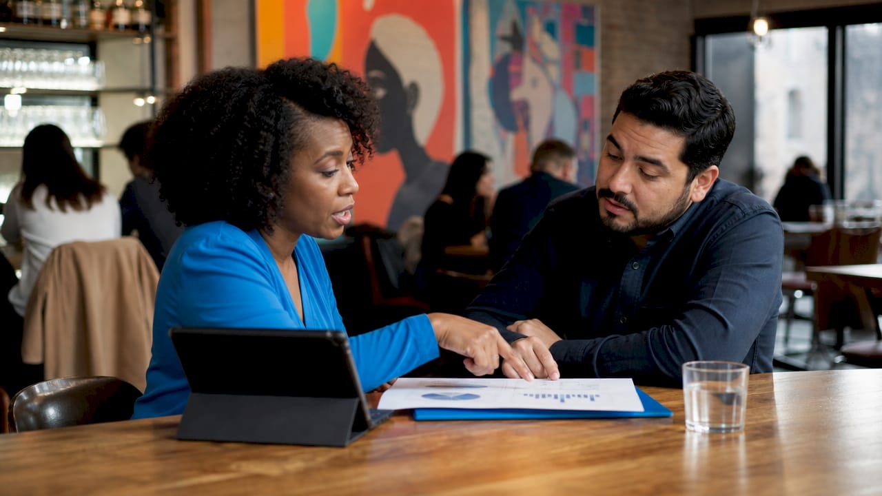 Small business owners discussing SBA loan collateral