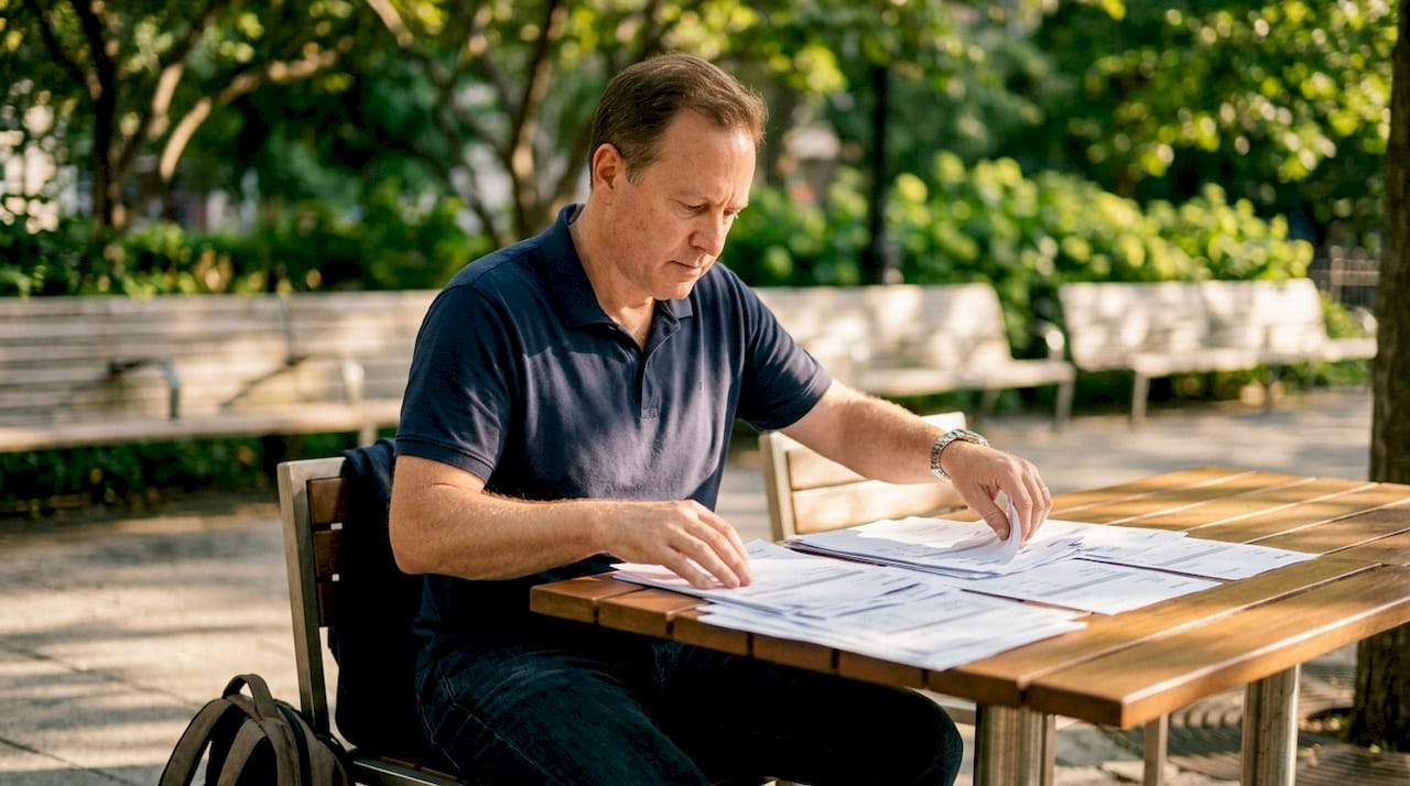 Hands organizing invoices for factoring
