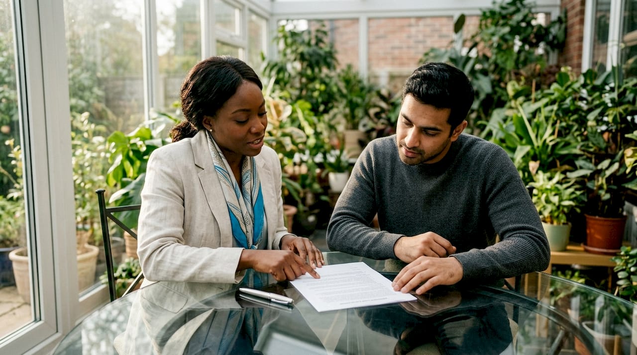 Hands holding merchant cash advance document