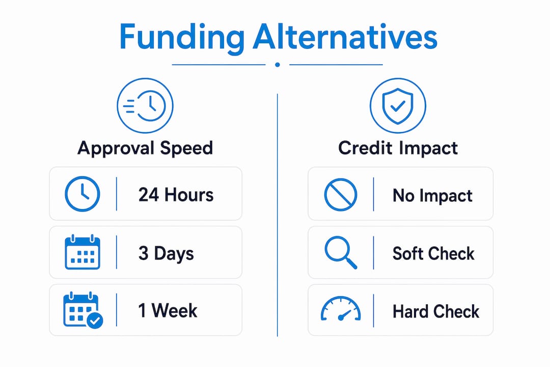 Infographic comparing approval speed and credit impact