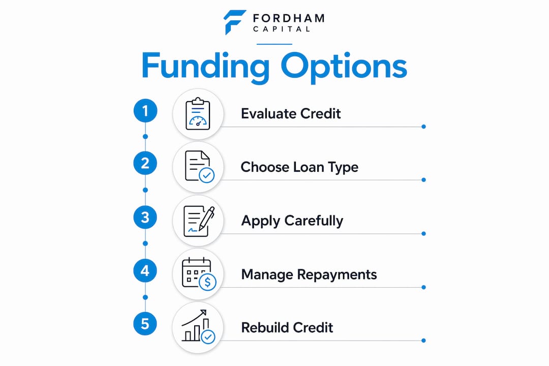 Infographic showing stages of business funding process