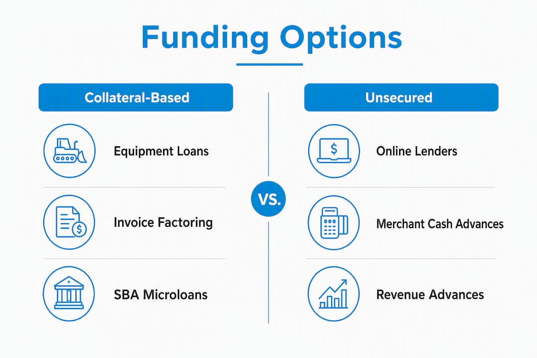 Infographic comparing collateral-based and unsecured loan options