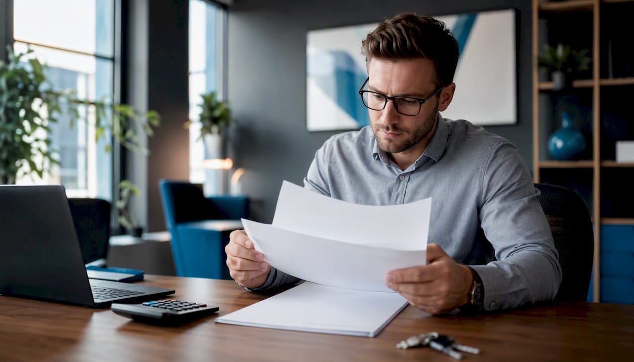 Hands holding rental income clipboard