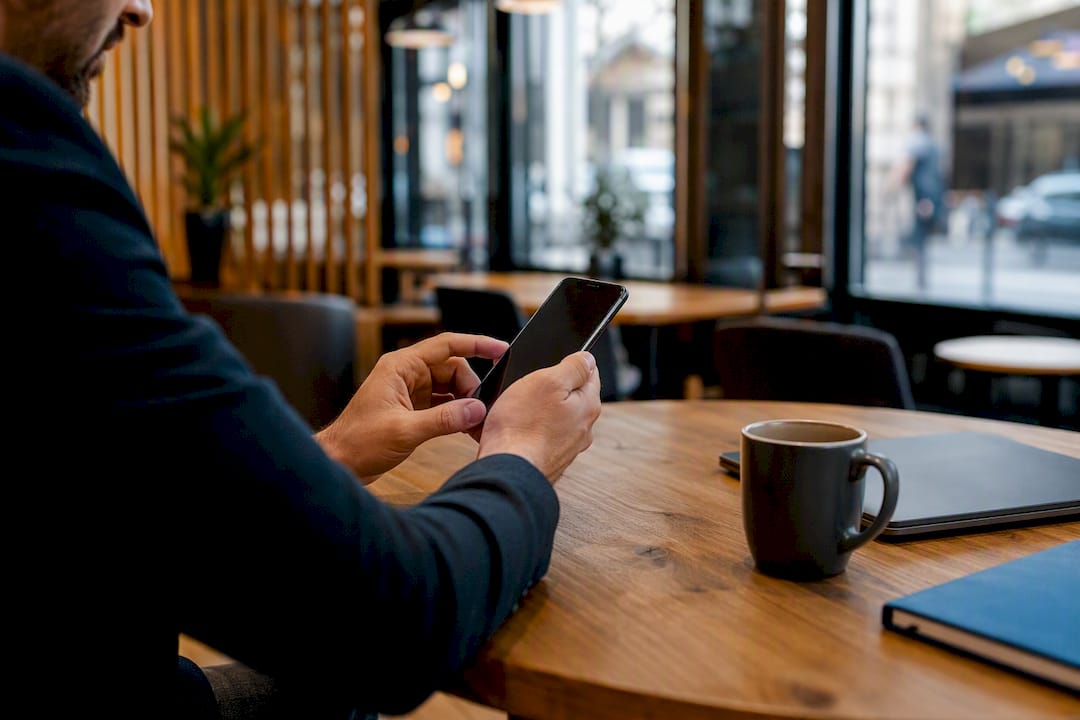 Hands scrolling smartphone for loan offers