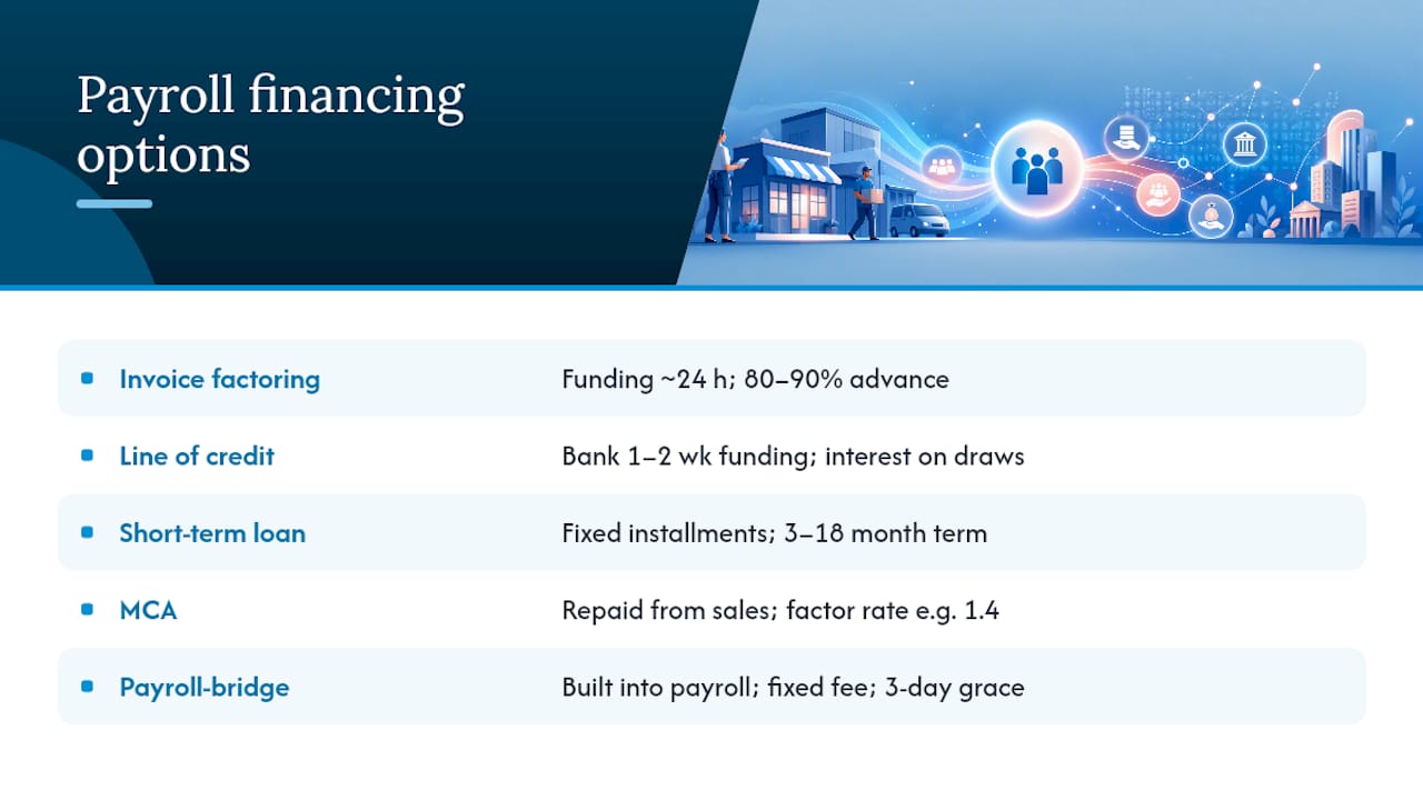 Comparison of five payroll financing options