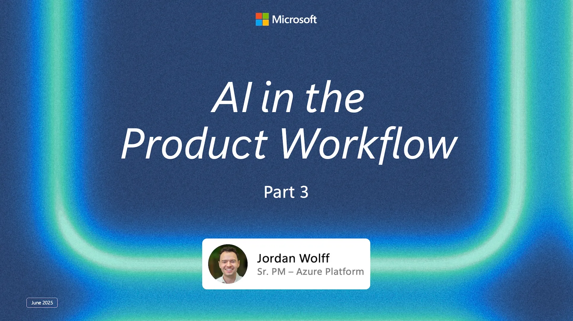 Title slide for video reads "AI in the Product Workflow"