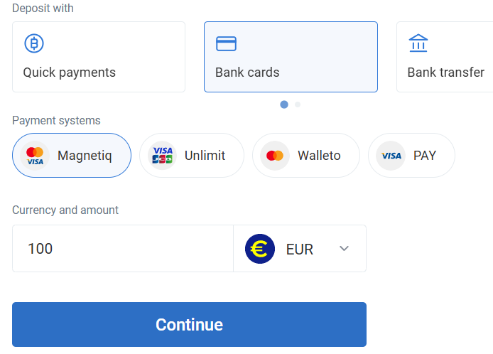 Deposit funds to your CopyFX account