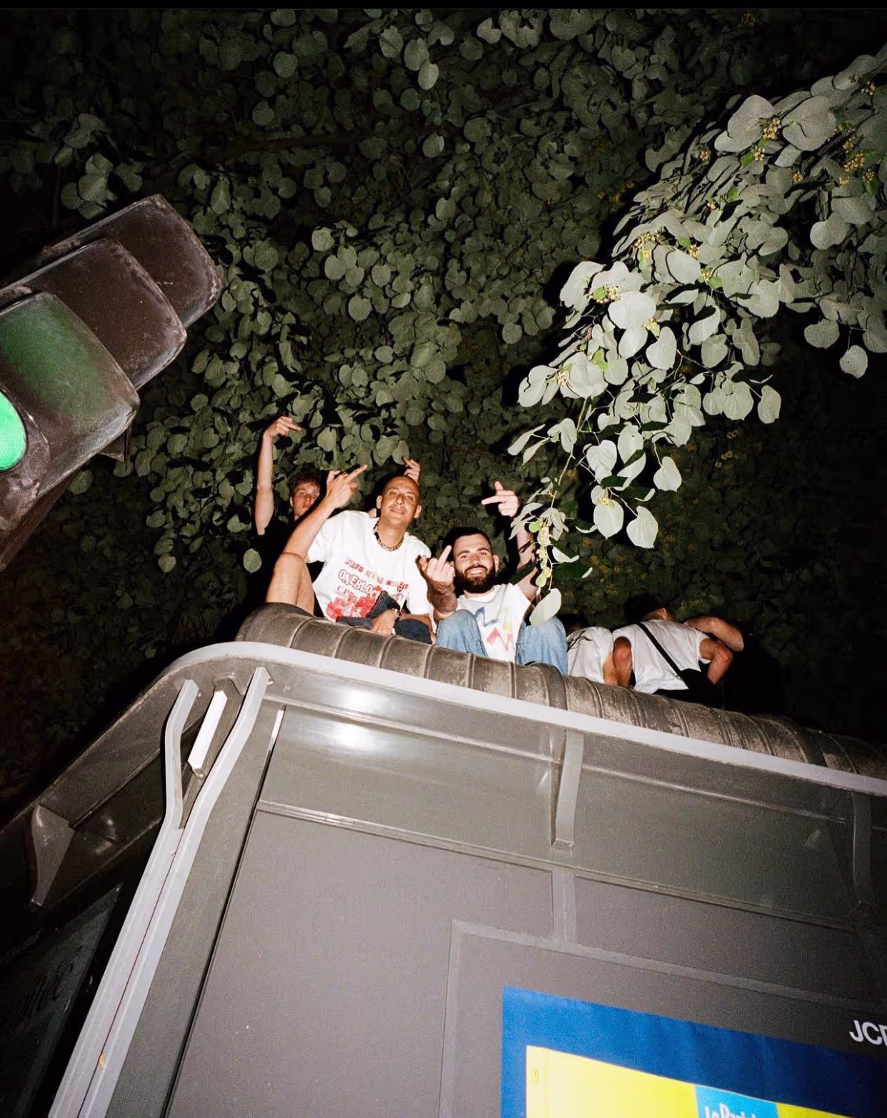 A group of young people on the roof at Soirée's block party in Paris, France