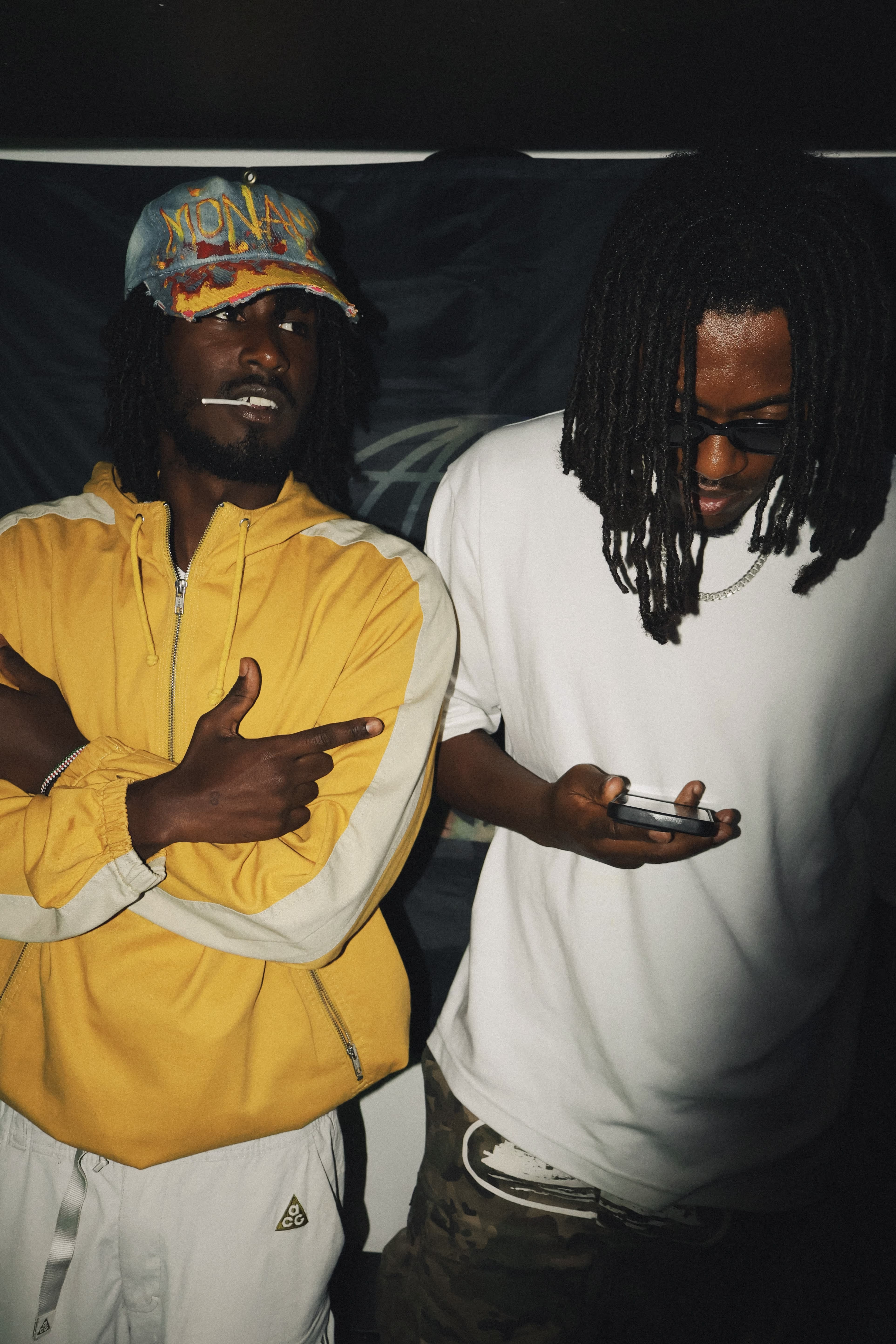 Two friends having fun at Soirée's house party