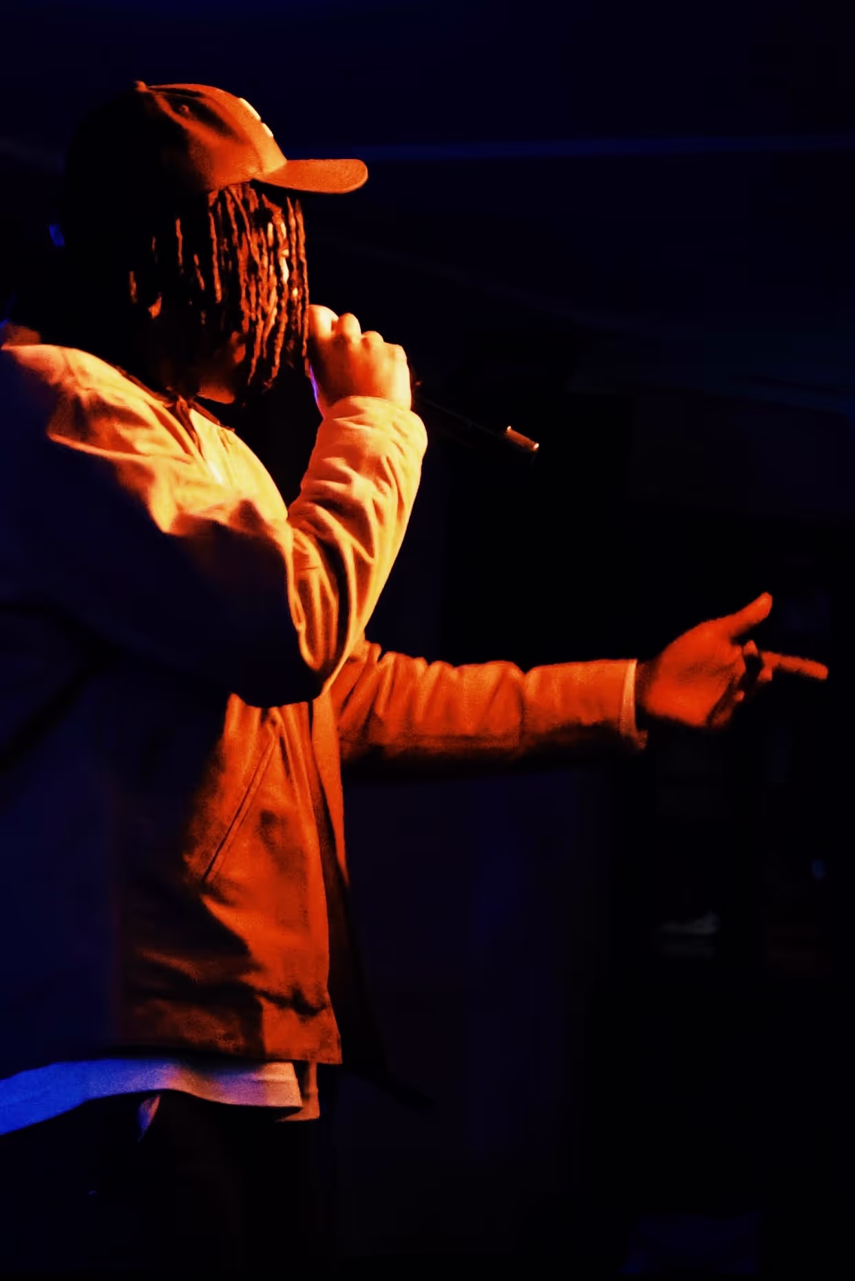 A rapper performing at the Soirée's event in Brighton, UK