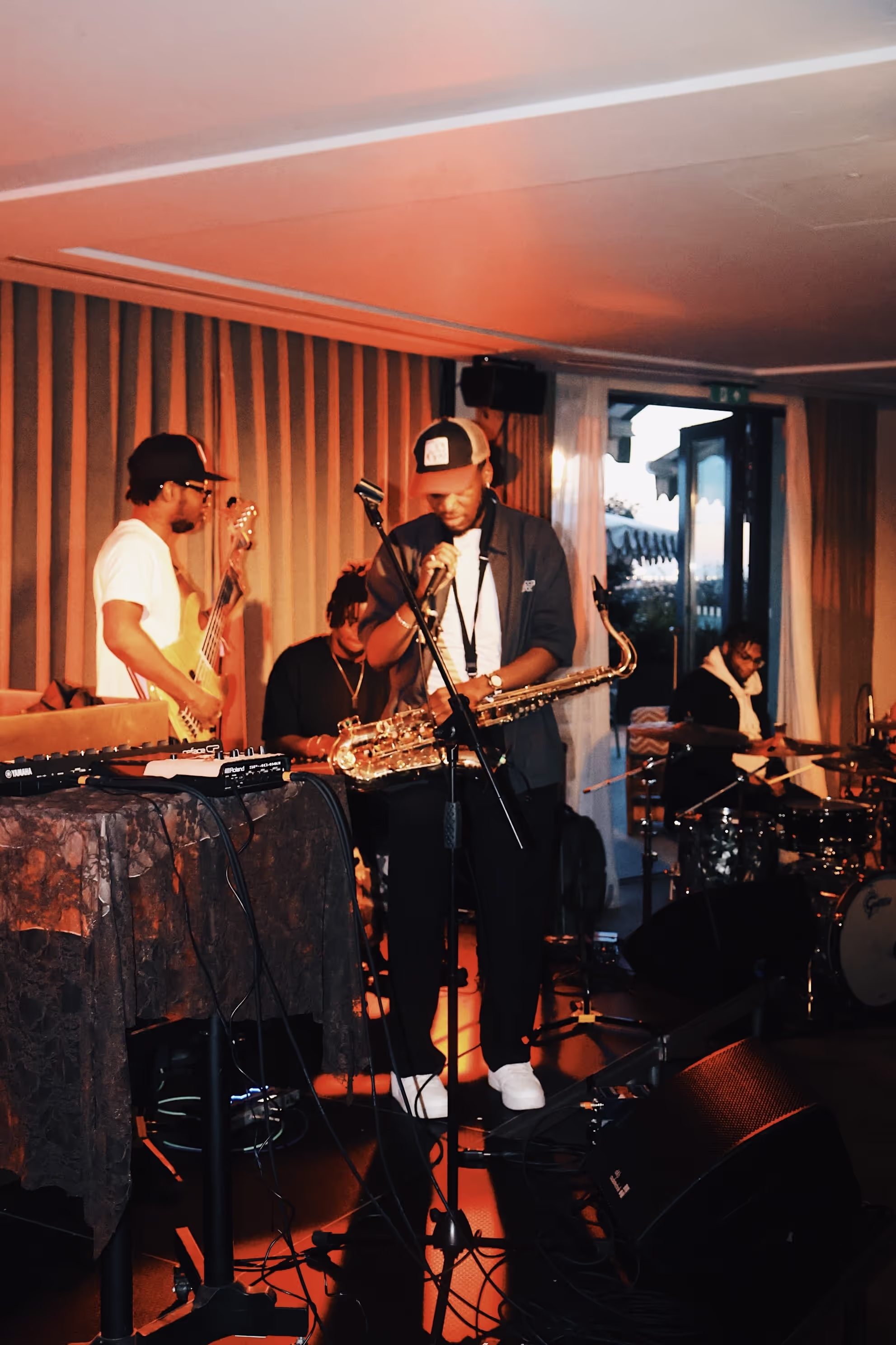 A band performing at the Soirée & GRADUATION Records collaboration event at Beach House, Brighton, UK