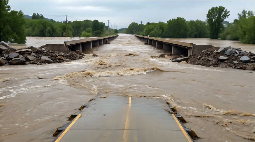 Flash flood on highway