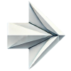 Geometric paper airplane or origami arrow pointing forward