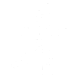 Geometric line drawing of a person figure walking