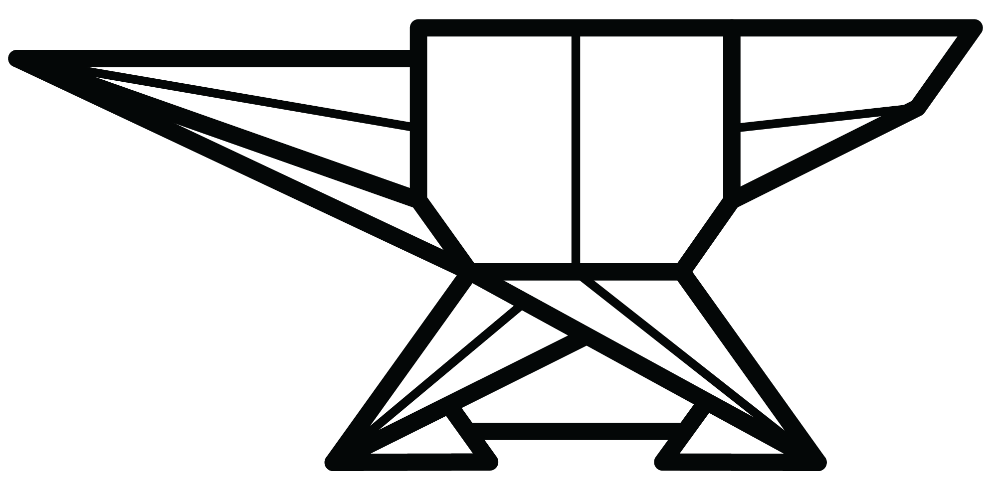 Abstract geometric black and white line drawing of an angular shape