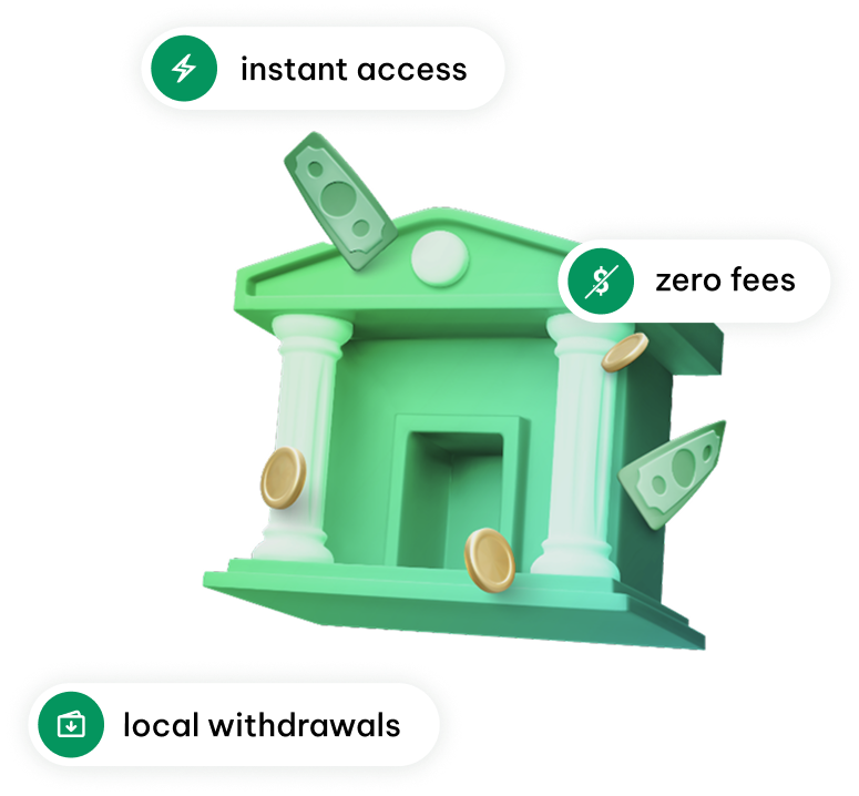 Instant access and zero deposit fees